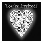 Coeur noir et blanc. Conception modelée de coeur Invitation Personnalisée
