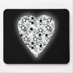 Coeur noir et blanc. Conception modelée de coeur Tapis De Souris