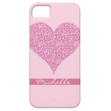 Coeur rose avec le cas de l'iPhone 5 de fleurs Coques iPhone 5