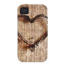 Coeur rustique de ficelle de pays sur la copie de  étui iPhone 4/4S