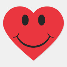 Coeur souriant rouge personnalisable autocollants en cœur