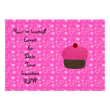 Coeurs roses de rose de petit gâteau de scintillem invitations personnalisables