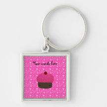 Coeurs roses de rose de petit gâteau de scintillem porte-clés