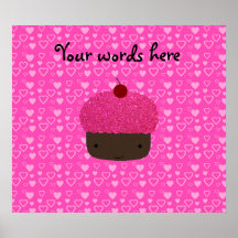 Coeurs roses de rose de petit gâteau de scintillem affiches