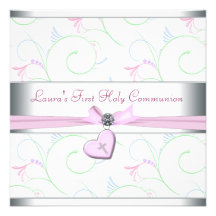 Communion de coeur de lavande première de croix ro cartons d'invitation