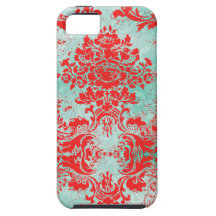 Compagnon rouge de caisse de damassé de turquoise  coque iPhone 5 Case-Mate