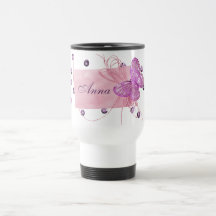 Conception assez rose personnalisable de papillon tasses
