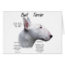 Conception (blanche) d'histoire de bull-terrier carte de vœux