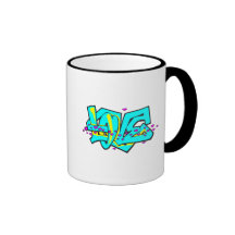 Conception de mot d'AMOUR de graffit de CMYK Tasse À Café