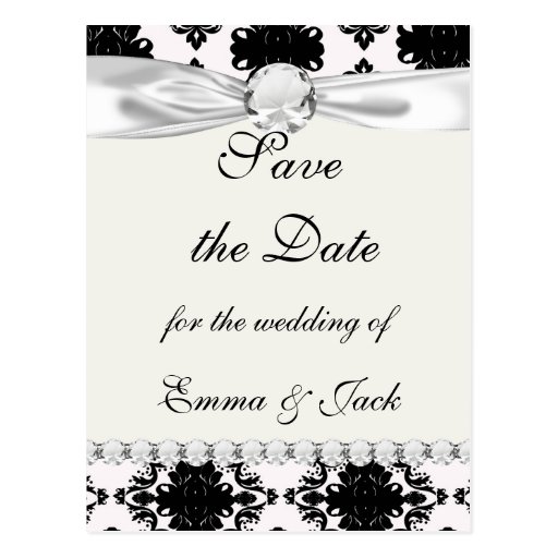 conception romantique blanche et noire de damassé cartes postales