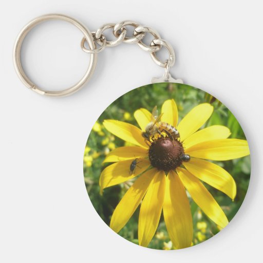 Coneflower et scarabée Keychain de charançon d'abe Porte-clé