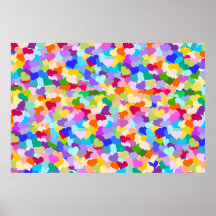 Confettis de coeur d'arc-en-ciel posters