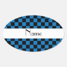 Contrôleurs noirs et bleus nommés personnalisés sticker ovale