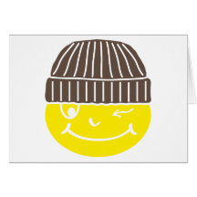 Cooler Smilie mit Mütze Grußkarte