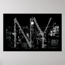 Copie de nuit de New York de paysage urbain d'affi