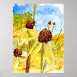 copie jaune d'affiche de fleurs de coneflower