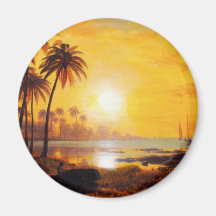 Coucher du soleil tropical avec l'aimant de bateau