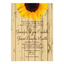 Country Sunflower Barn Rustic Wedding Invitations