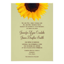 Country Sunflower Sage Rustic Wedding Invitations