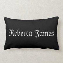 Coussin noir et blanc nommé personnalisé