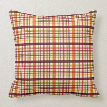Coussin orange de Mojo d'Américain de plaid