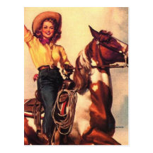 Cow-girl sur son cheval cartes postales