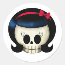 Crâne de fille de rockabilly adhésifs
