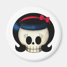 Crâne de fille de rockabilly magnets