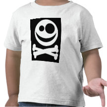 Crâne et os croisés. Blanc et noir T-shirts