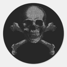 Crâne et os croisés de pirate informatique autocollant