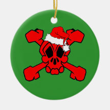 Crâne et os croisés Père Noël Ornements De Noël