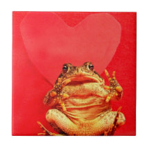 Crapaud de grenouille devant la photo rouge de coe carreau