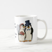 Cravate de jeunes mariés de mariage de pingouin -  tasse