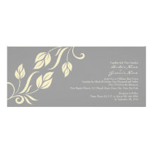 Crème et faire-part de mariage floral gris de feui