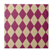 Crème et tuile à motifs de losanges magenta foncée carreaux