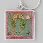 Crépuscule Keychain de girafes d'or porte-clés