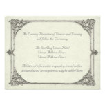 Cru/antiquité de clôture de réception de mariage invitations personnalisées