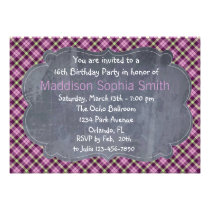 Custom Purple Plaid Sweet 16 Birthday Invitations einladungen