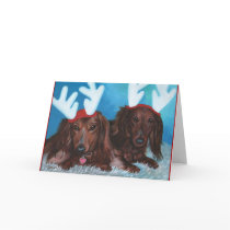 Dachshund Doxie Paar-Weihnachtskarte