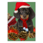 Dachshund-Liebe-Weihnachtsverzierungen Grußkarte