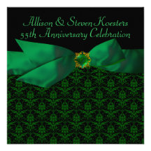 Damassé 20ème de vert vert/cinquante-cinquième fêt invitation personnalisée