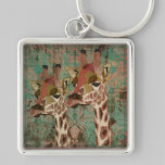 Damassé Keychain de girafes de Rosa porte-clés