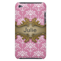 Damassé rose et blanche de Gawdy Girly avec de l'o Étui iPod Touch