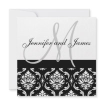 Damast-Hochzeits-Einladungen mit Monogramm-Namen