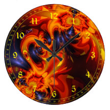 Danse abstraite des dragons - yeux d'ambre d'indig horloge