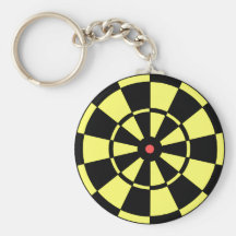 Dartboard-gelbes schwarzes rotes Bullauge Schlüsselanhänger
