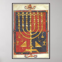 Das sieben-verzweigte menorah, 14. Jahrhundert Plakate