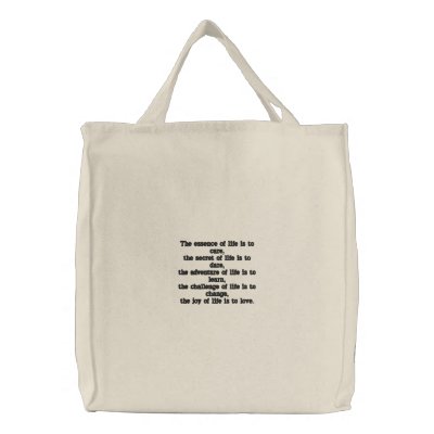 Das Wesentliche des Lebens ist sich, das Geheimnis Bestickte Tasche