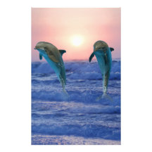 Dauphins au lever de soleil papier à lettre customisé