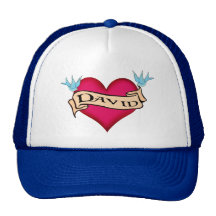 David - kundenspezifische Herz-Tätowierungs-T-Shir Netz Caps